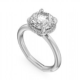Maharaja Collection Platinum Hidden Halo Semi-Mount Solitaire Ring (0.09ct)