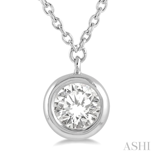 Maharaja Collection Bezel Set Necklace with Round Diamonds in 14K White Gold (0.20ctw)
