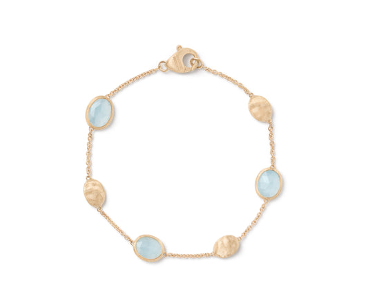 Maharaja Collection Aquamarine Bead Station Bracelet in 18K Yellow Gold