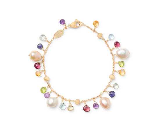 Maharaja Collection Mixed Gemstone and Pearl Single Strand Bracelet in 18K Yellow Gold