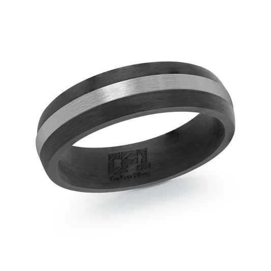 Maharaja Collection 6mm Stainless Steel Brushed Carbon Fiber Men's Band in Stainless Steel
