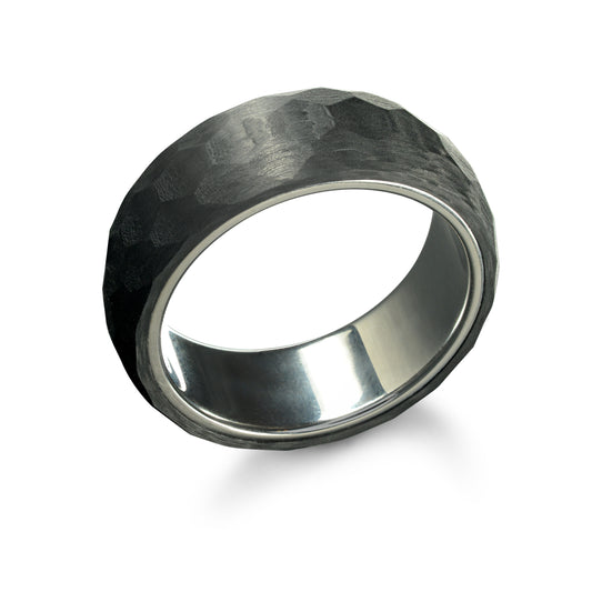 Maharaja Collection 8mm Stainless Steel and Carbon Fiber Men's Band in Stainless Steel