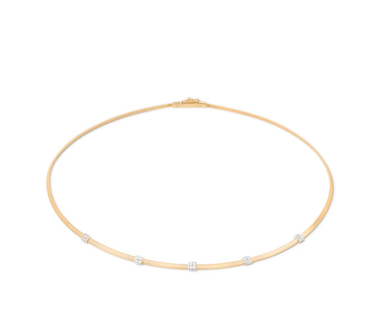 Maharaja Collection MASAI 18K Yellow Gold Coil Necklace With Diamond Stations (0.15tdw)