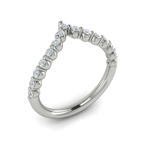 Maharaja Collection Round Diamond Chevron Ring in 14K White Gold (0.37tdw)
