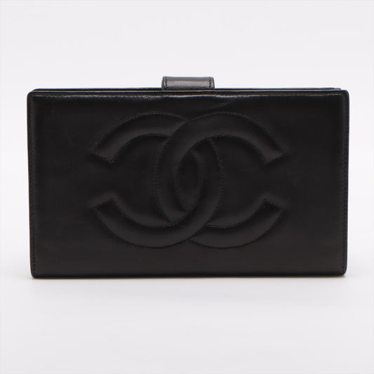 Maharaja Collection Half COCO Mark Lambskin Wallet in Black with Gold