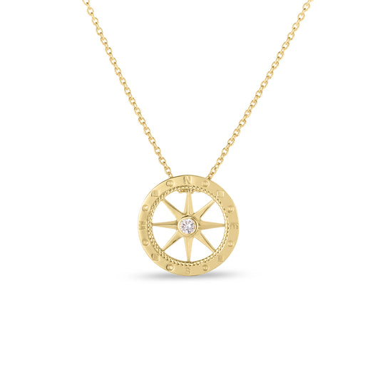 Maharaja Collection Diamond Compass Necklace in 18K Yellow Gold (0.03ctw)