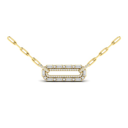 Maharaja Collection Baguette Diamond Double Row Link Necklace in 14K White Gold (0.44tdw)