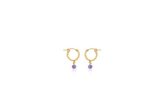 Maharaja Collection Amethyst Huggie Earrings in Gold-Filled