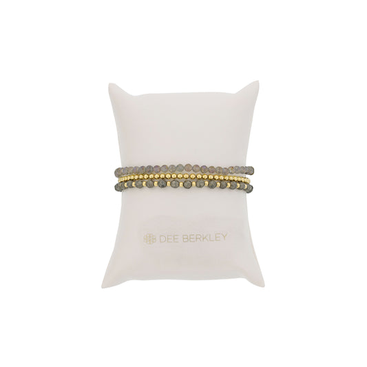 Maharaja Collection Faceted Mystic Labradorite, Pyrite and Gold-Filled Bead Bracelet