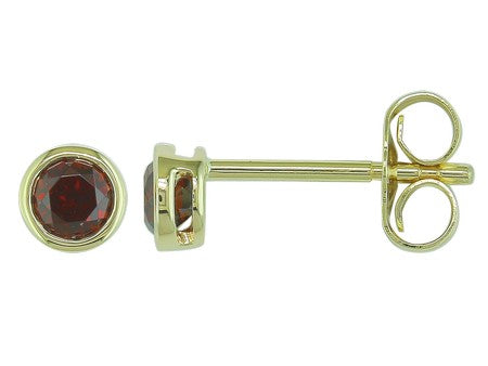 Maharaja Collection Round Garnet Stud Earrings in 14K Yellow Gold (0.42ct)