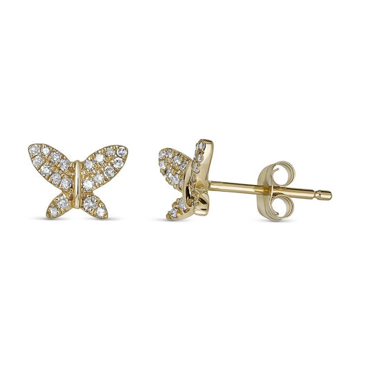 Maharaja Collection Butterfly Diamond Stud Earrings in 14K White Gold (0.15tdw)