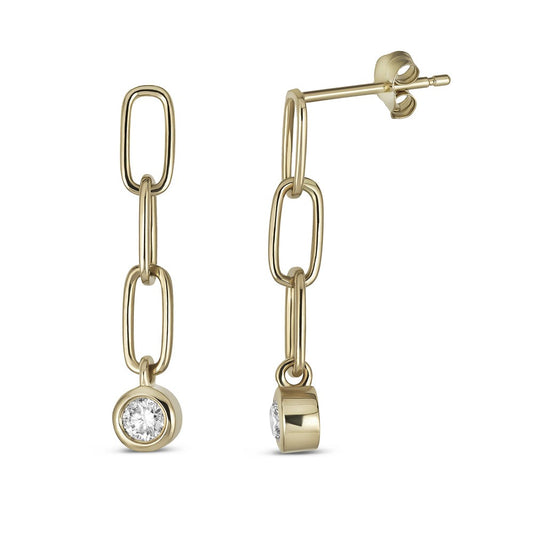 Maharaja Collection Round Diamond Chain Earrings in 14K White Gold (0.23ctw)