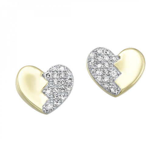 Maharaja Collection Heart Stud Earrings with 0.125tdw in 10K Gold (0.12ct)