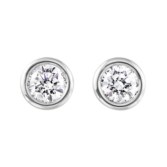 Maharaja Collection Bezel Set Diamond Stud Earrings in 14K White Gold (0.50ctw)