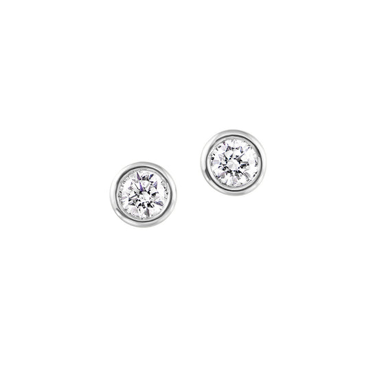 Maharaja Collection Bezel Set Diamond Stud Earrings in 14K White Gold (0.74ctw)