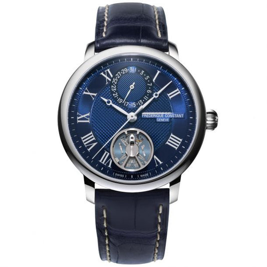 Maharaja Collection Slimline Monolithic Limited Edition Blue Leather Strap Watch in Stainless Steel