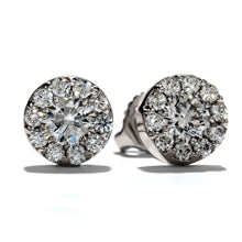 Maharaja Collection Round Diamond Stud Earrings in 18K White Gold (0.51ctw)