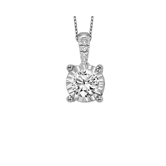 Maharaja Collection Tru Reflection Basics Diamond Pendant Necklace in 14K White Gold (0.1ct)