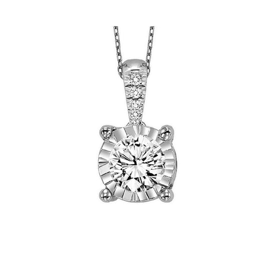 Maharaja Collection Round Diamond Solitaire Pendant in 14K White Gold (0.48tdw)