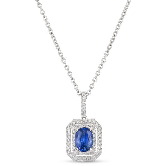 Maharaja Collection Cornflower Sapphire and Vanilla Diamond Pendant in Platinum (0.98ctw)