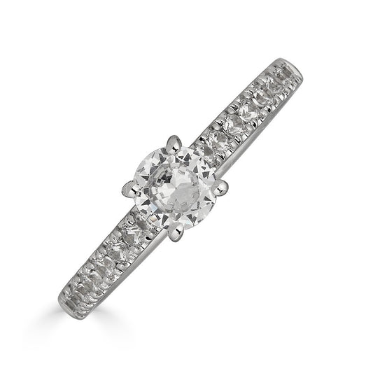 Maharaja Collection Round Diamond Non-Halo Engagement Ring in 14K White Gold (0.8ct)