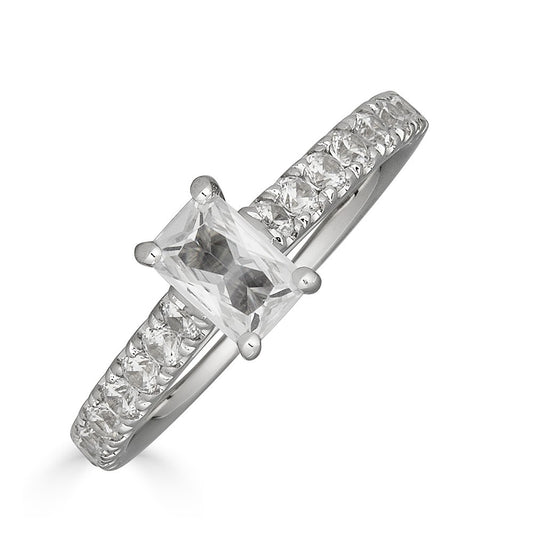 Maharaja Collection Non-Halo Diamond Emerald Center Engagement Ring in 14K Gold (1.2ctw)