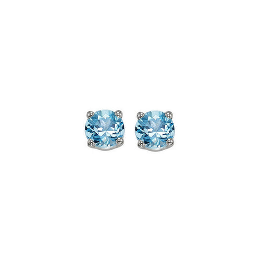 Maharaja Collection Round Blue Topaz Stud Earrings in 14K White Gold (0.50ctw)
