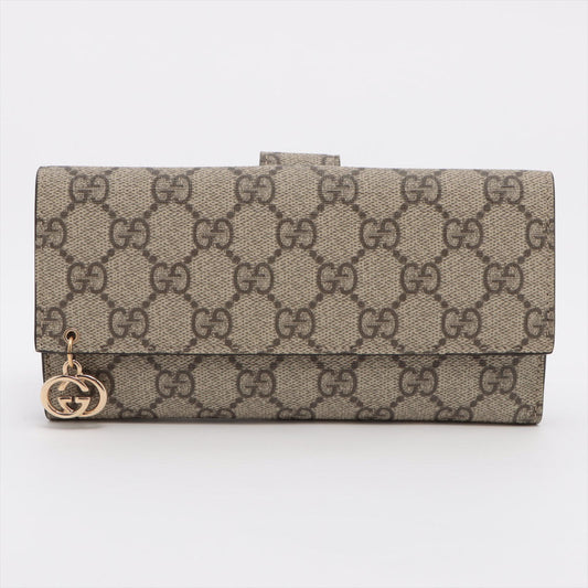 Maharaja Collection GG Supreme PVC & Leather Wallet in Beige