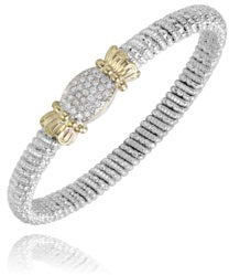 Maharaja Collection Round Diamond Close Bracelet in Sterling Silver and 14K Yellow Gold (0.31ctw)