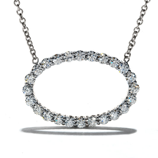 Maharaja Collection Large Oval Diamond Pendant in 18K White Gold (0.82ctw)
