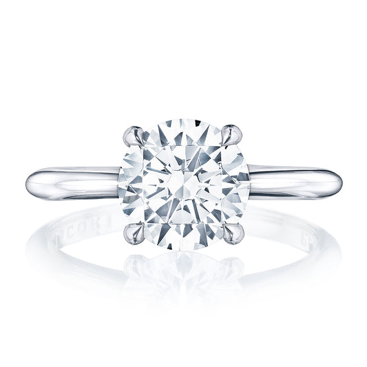 Maharaja Collection Round Solitaire Engagement Ring in 14K White Gold (0.10ct)