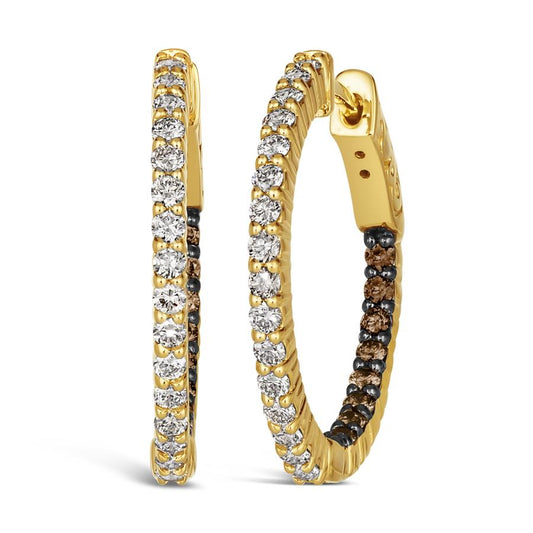Maharaja Collection Chocolate and Nude Diamond Earrings in 14K Honey Gold (1ct)
