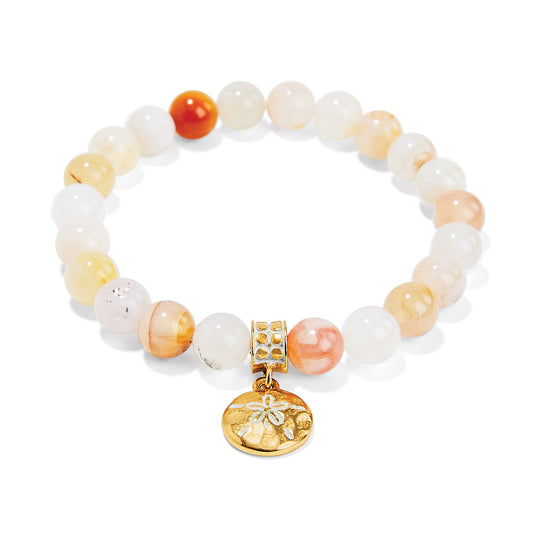 Maharaja Collection Cherry Flower Agate Bead Stretch Bracelet