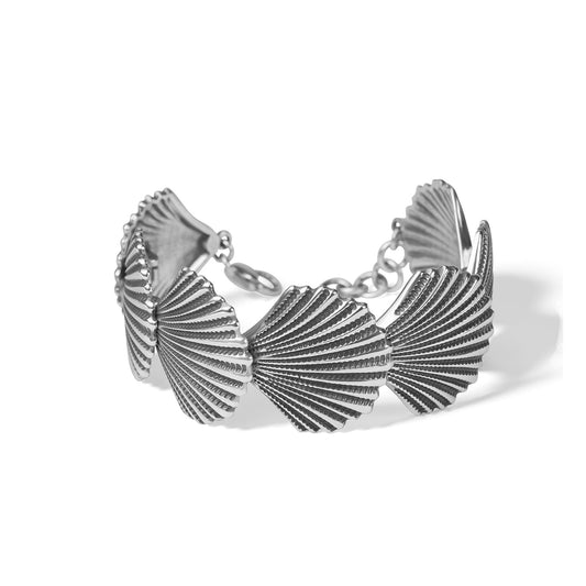Maharaja Collection Shell Flex Cuff Bracelet in Silver