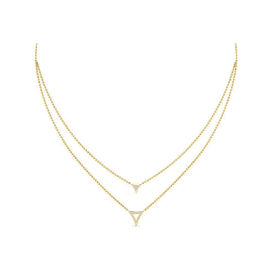 Maharaja Collection Round Diamond Open Trinity Two-Row Necklace in 14K Yellow Gold (0.19ct)