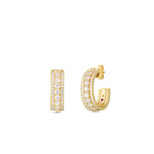 Maharaja Collection Diamond Huggy Hoop Earrings in 18K Yellow Gold (0.800ctw)