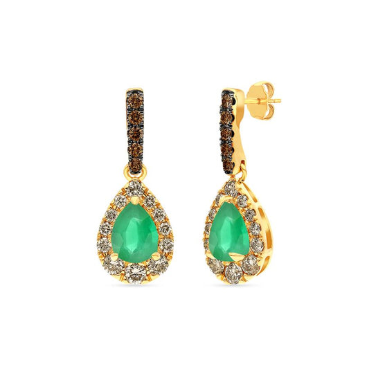 Maharaja Collection Costa Smeralda Emerald and Nude Diamond Earrings in 14K Honey Gold (0.88ct)