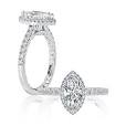 Maharaja Collection Marquis Halo Engagement Ring in 14K White Gold (0.38ctw)