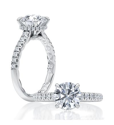 Maharaja Collection Round Diamond Semi-Mount Engagement Ring in 14K White Gold (0.42ctw)