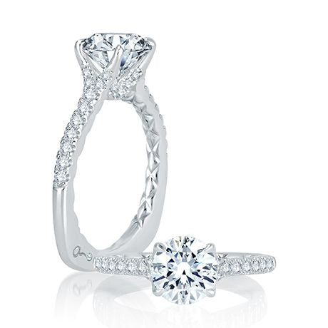 Maharaja Collection Round Diamond Semi-Mount Engagement Ring in 14K White Gold
