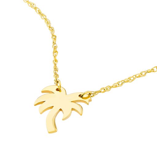 Maharaja Collection Mini Palm Tree Adjustable Necklace in 14K Yellow Gold