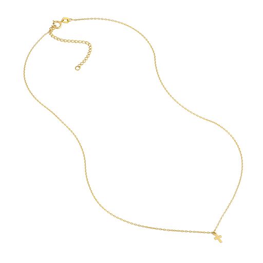 Maharaja Collection Mini Cross Adjustable Extender Necklace in 14K Yellow Gold