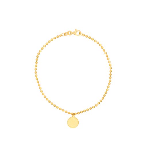 Maharaja Collection Beaded Chain with Dangle Disc Bracelet in 14K Yellow Gold