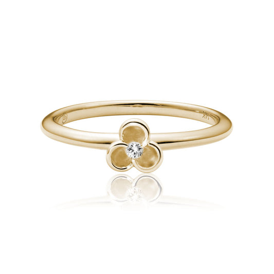 Maharaja Collection Mini Bloom Stack Ring with 0.03ct Total Diamond Weight in 14K Yellow Gold