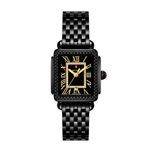 Maharaja Collection Deco Madison Mid Noir Diamond Watch in Stainless Steel