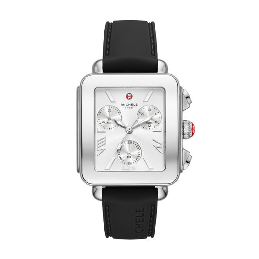 Maharaja Collection Deco Sport Chronograph Black Silicone Watch in Stainless Steel