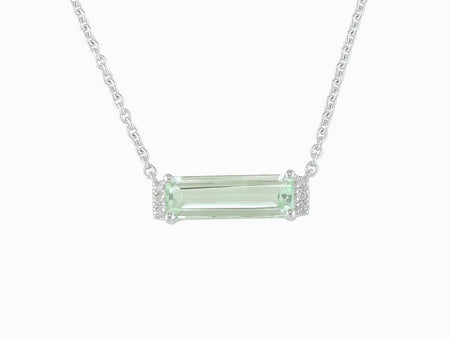 Maharaja Collection Round Green Amethyst and Diamond Necklace in 14K White Gold (1.14ct)