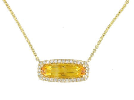 Maharaja Collection Round Citrine and Diamond Necklace in 14K Yellow Gold (2.13ct)