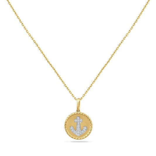 Maharaja Collection Anchor Pendant with 0.09ct Diamond in 14K Gold (0.09tdw)