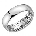 Maharaja Collection Noam Carver 14K High Polish White Gold Men's Wedding Band with Textured Sandblast Groove Interior, 6.5mm in White Gold